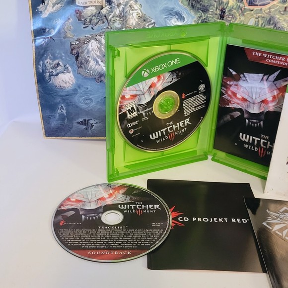 The Witcher Wild Hunt Microsoft XBOX One Game (2015). Map & Stickers Preowned. - Picture 6 of 7